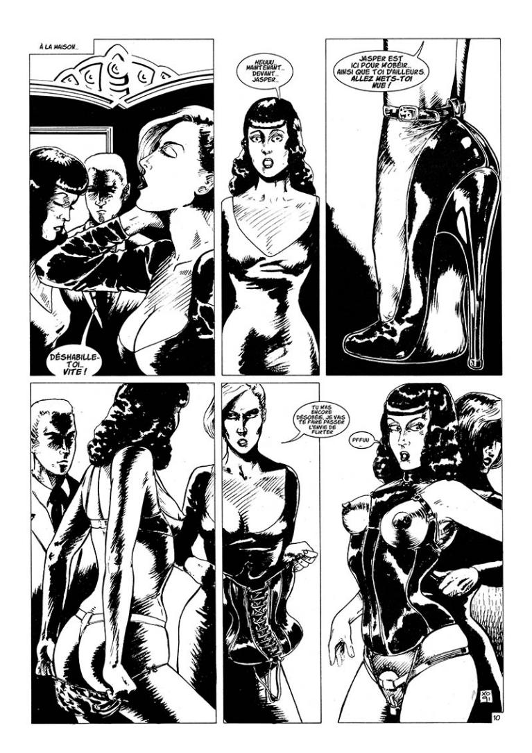 femme enfile corset en cuir à jeune fille 